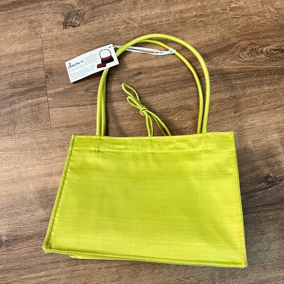 Clare V Silk Chartreuse Purse Yellow Green Small Shoulder Bag Purse - Picture 7 of 16